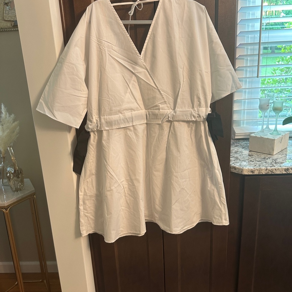 ASOS White Dress with Black Ties